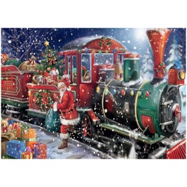 MXJSUA DIY 5D Diamond Painting Kit, Painting by Numbers for Adults Santa Claus Full Diamond Painting Kit Rhinestone Embroidery Cross Stitch Christmas Carriage Arts Craft for Canvas Wall Decor 30x40cm