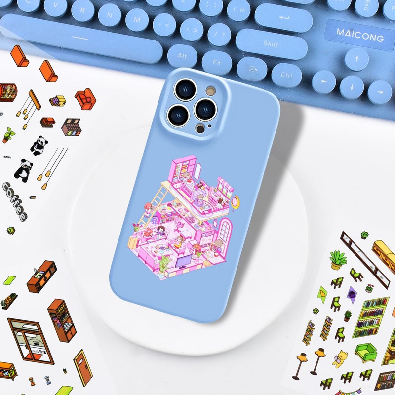 8 Sets Animals 3D Sticker Scene 3D House Stickers with