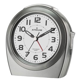 ATRIUM A451-4 Analogue Quartz Alarm Clock without Ticking with Automatic Night Light and Snooze Anthracite Silver Grey