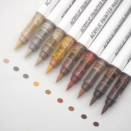 Yolaka Water Based Acrylic Paint Markers, 9 Colors Acrylic Paint Pens Set with Soft Brush Tip, Marker Pen for Rock Painting, Egg, Wood, Glass, Paper, Mugs, Acrylic Painter Ink (Maillard Series)