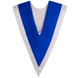 IvyRobes Unisex Reversible V Shape Choir Stole with Border Royal Blue/White