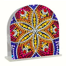Servilleteros con forma especial, juego de manualidades de pintura de diamantes, diseño de mandala, diseño de flores, acrílico, con gema para el hogar, comedor, mesa, mesa, decoración (4.92 x 4.88