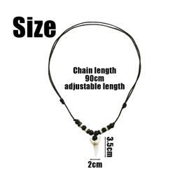 CYNOSURETECH 1 Piece Shark Tooth Necklace, Surfer Necklace, Necklace With Wooden Beads, Fashion Vintage Pendant, Men's Charm Necklace, Casual Style Jewelry