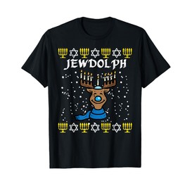 Jewdolph Ugly Hanukkah Reindeer Funny Chanukah Men Women Kid T-Shirt