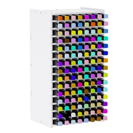 Art Marker Storage Rack for 120 Markers, Craft Art Supply Storage Organizer Rack with Dividers, Desktop Watercolour Brushes Pens Color Pencils Stationary Organizer Holder for Home & Office (120 Holes)