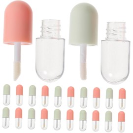 MERRYHAPY Tubos de Brillo Labial Rellenables 20 Piezas 5 Ml Transparente y Color Verde y Rosa Pequeños para Mujer Viaje Tapa Anti-fugas para Maquillaje y DIY