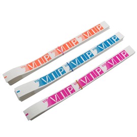 MEETOOT 300PCS Disposable Wristbands Playground Colourful Identification Bands Made of PP Synthetic Paper Outdoor Waterproof Fluorescent VIP Wristbands for Event Identification of Customers