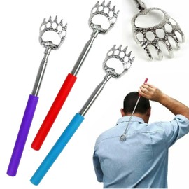 3-Pack Telescopic Stainless Steel Back Scratchers - Travel-Friendly, Ergonomic Design with Rubber Handle - Itch Relief for Men and Women - Blue, Purple, and Pink Colors