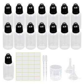 Dropper Bottle, Empty Plastic Bottles, Travel Bottles, Liquid Bottles, Squeeze Bottles, Dosing Bottles with Child Safety Lid, Includes Funnel, Measuring Cup, Labels, Transfer Pipette (30 ml)
