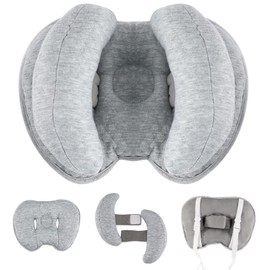 Blublu Park Upgraded 2 in 1 Baby Travel Pillow, Adjustable Banana Shape Baby Neck Head Support Piloow Stroller Insert Cushion for Kids, Toddler, Grey