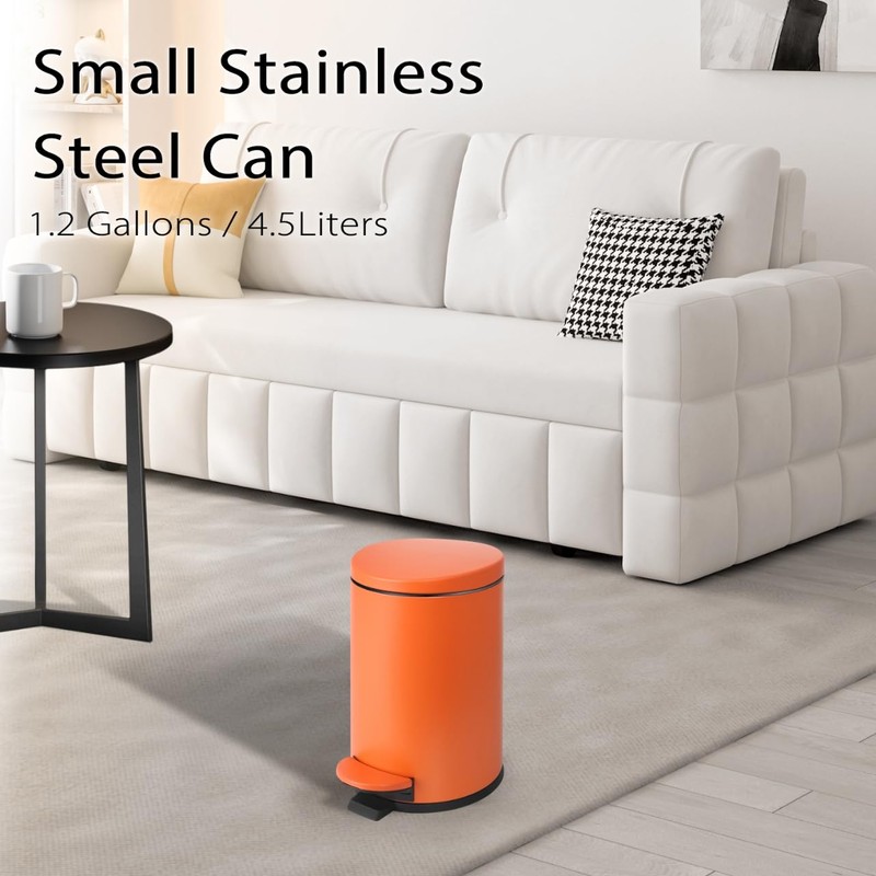 TIPGO Small Trash Can with Lid Soft Close, 4.5 Liters