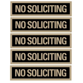 Headline Self-Stick NO Soliciting Sign, 2x8 Inch, Black and Gold, Pack of 5, Easy Adhesive Backing, Durable and Weather-Resistant for Home, Office, Business, and Outdoor Use