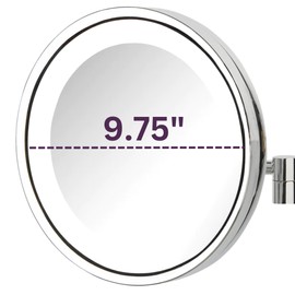 JERDON Lighted Wall-Mounted Makeup Mirror - Makeup Mirror with 5X Magnification & Wall-Mount Arm - 9.5-Inch Diameter Mirror with Chrome Finish Wall Mount - Direct Wire - Model HL1016CLD
