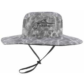 Fishoholic Fishing Boonie/Bucket Hat - UPF50+ Sun Protection Hat - 2 Adj Straps (DkGRYh20, Large-X-Large)
