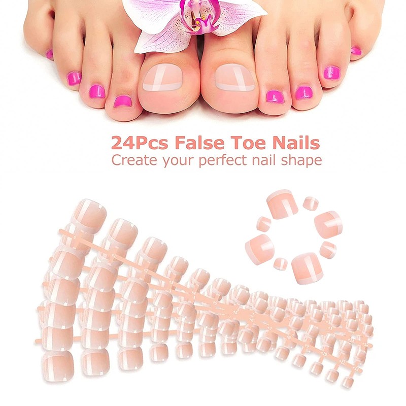 Pack of 120 Toenails, 12 Sizes False Toenails Kit, Toenail