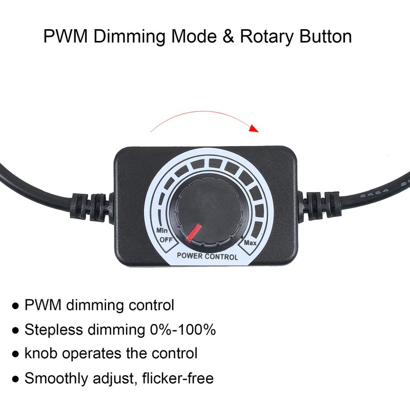 Yogcow DC 12V Knob LED Dimmer Switch, 5-24V 5A Rotary