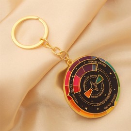 NISCAYA Color Wheel Keychain Rotatable Palette Art Multicolour Spinning Compass Metal Pendant Keyring Color Matching Turntable Key Ring For Friends Jewelry
