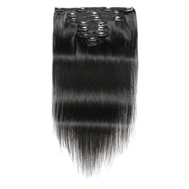 Lyaciomn 16Inch Clip in Extensions Human-Hair Clip Straight Hair Extensions Seamless Skin Weft Clip-on Hair Pieces
