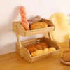 FUKWUNTO Fruit Basket Bamboo 3 layer drainage rack, Double-layer Assembled