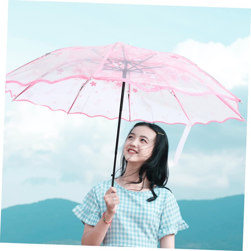 TOVINANNA Creative Flower Decor Transparent Folding Umbrella Automatic Compact Outdoor