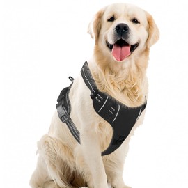 SK Depot® Dog Harness XLarge Chest 20.3"-39.6" No-Pull Pet Harness with Leash Clips, Adjustable Soft Padded Dog Vest Harness, No Choke Pet Oxford Vest Easy Control Handle for Large Dogs (XL, Black)