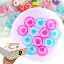 KWOLYKIM Blue and Pink Hard Candy with Diamon Pattern 300g/10.58 Valentine Individually Wrapped Small Bulk Hard Candies Gift for Women Party Holiday Hard Candy