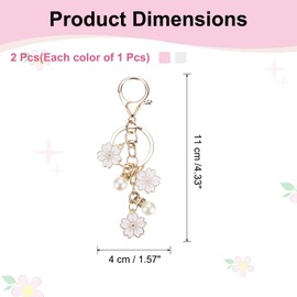 PATIKIL Flower Keychain Charm, Cherry Blossom Enamel Key Chain Cute Floral Keyring Pendant with Lobster Clasp for Women Girls Key Handbag Backpack Bag Accessories, Pink/White
