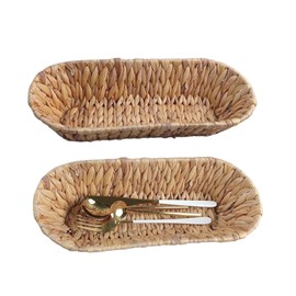 CBAOCBKVH Set of 2 Small Wicker Baskets for Flatware Organizer , Silverware Caddy Utensil Caddy Basket, Bread Baskets Cutlery Holder for Party