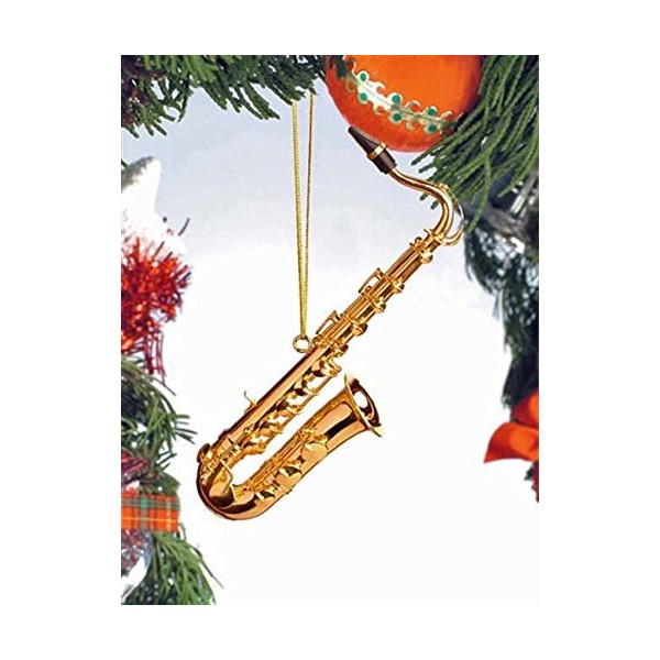 5 Gold Tenor Saxophone Ornament