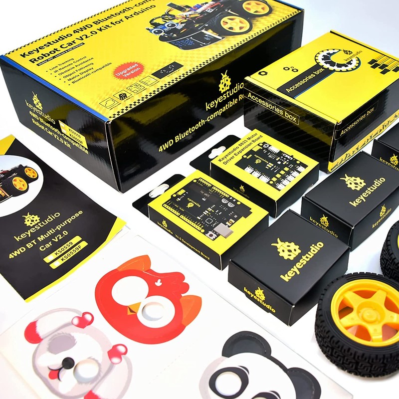 KEYETSUDIO 4WD Smart Coding Robot Car Kit for Arduino, Arduino