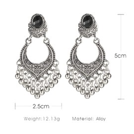 JIUIQL Unique Bohemian Vintage Gold Chandelier Coin Dangle Earrings Ethnic Bali Ethnic Big Gypsy Silver Beads Teardrop Tassel Hoops Drop Stud Earrings for Women Statement Jewelry Gifts (Vintage Silver)