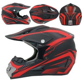 Motocross Helmet,Youth & Adult ATV Dirt Bike Motorcycle Helmet, BMX 4-Wheeler Off-Road Mountain Bike,DOT Certified,W/Gloves Goggles Mask 4-Piece Set (red, XL)