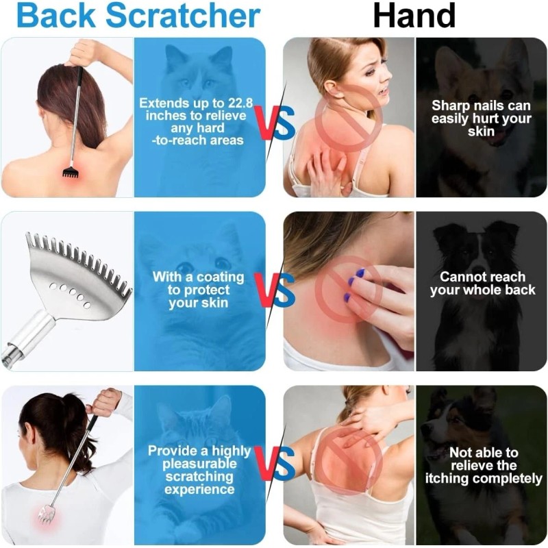 Yeipis 3 Pack Different Back Scratcher Metal (Black)