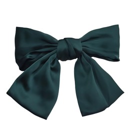 SEVENHEAD Bow Hair Clips Dark Green Duckbilled Clip 1 Pack Barrettes Large Big Oversized Knot Bowknot Satin French Barrettes Snap Hair Clips Ponytail Holders Accessories for Women Girls Teens