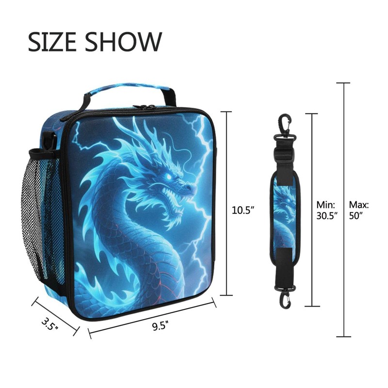 Dragon Blue Lightning Lunch Box Insulated Lunch Bag Prep Kids