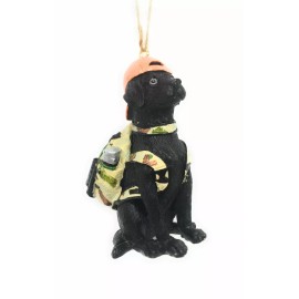 Kurt Adler Black Lab Hunting Dog w Backpack Christmas Ornament