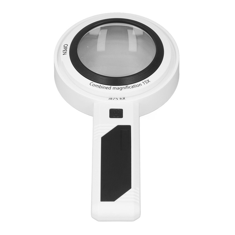 Reading Magnifying Glass 15X Magnification 3 Colors Adjustable LED Illuminated
