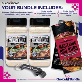 Blackstone Parmesan Ranch Seasoning Premium Barbecue Gourmet Griddle Rub 2 Pk (14.6 oz) + BBQ Masters & Opener (4 Items)!