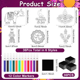 LIUBUJINGYING 84 Pcs Diwali Color Your Own Magnet Happy Diwali Crafts Festival of Lights DIY Coloring Magnet Ornaments Diwali Deepavali Decorations Ornaments Craft Kits for Refrigerator Mandala Decor