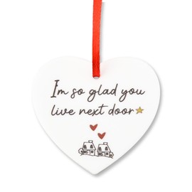 Heart Ornament Gifts for Neighbor for Women Men Friend Friendship Ornament Gifts for Friends Sister Birthday Gifts for Women Men Neighbors I'm So Glad You Live Next Door Ornament