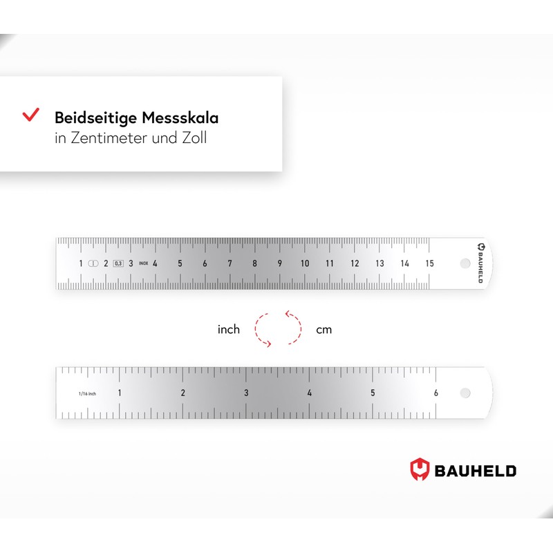 BAUHELD® Steel Ruler 150 mm [EG-1] - Steel Ruler with