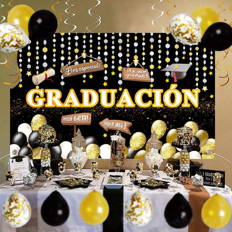 BETESSIN Spanish Graduation Decoration Graduation Banner Congratulations Banner Exam Passed