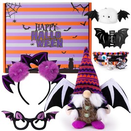 Regalos de Halloween, 7 unidades, regalos de Halloween para mujeres, niñas, adolescentes, incluye gnomos, diadema, pinzas para el cabello, pulseras, anteojos de sol, llavero fantasma, caja ecuánime