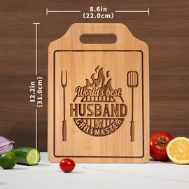 AceThrills Christmas Gifts for Husband, Husband Christmas Birthday Gift - 12.3"L x 8.7"W x 0.4"Th Engraved Bamboo Cutting Board - Best Husband Gifts from Wife, Anniversary, Birthday Gifts for Husband