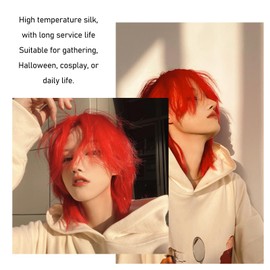 Red Wig, Wolf Cut, Short Hair Pieces, Fluffy Texture, High Simulation, Durable Material, for Festival Cosplay Show Performance Women Men