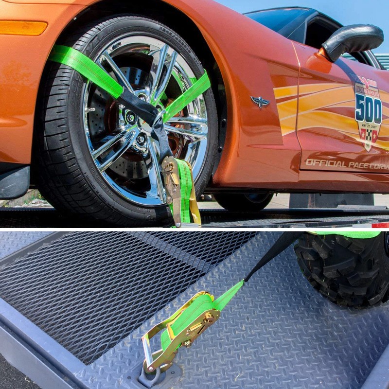 TREKASSY 4 Pack Axle Straps Car Hauler Trailer Tire Tie