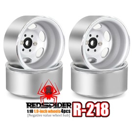 REDSPIDER•Negative Offset -10mm 1.9'' Beadlock Wheels Deep Dish Metal(4pcs) Retro Design for Scale 1/10 RC Crawler Axial SCX10 TRX4 VS4-10 Redcat Gen8 RC4WD D90 Rock Crawler (Silvery)
