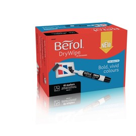 BEROL BEROL DRY WIPE MARKER CHISEL BLACK CLASSPACK X48