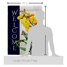 Breeze Decor Spring Yellow House Flag Pack Floral Sunflower Tulip Rose Orchid Lilies Season Springtime Flower Wreath Vintage Applique Banner Small Garden Yard Gift Double-Sided, Made in USA