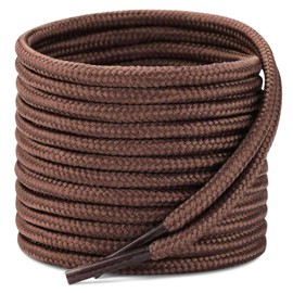 Stepace 2 Pairs - Premium Round Shoelaces [Diameter 3.5 and 4 mm] for Work Shoes, Boots, Outdoor Shoes and Sports Shoes, Tear-Resistant Shoelaces Replacement Shoelaces Made of Polyester, 4 mm - Brown